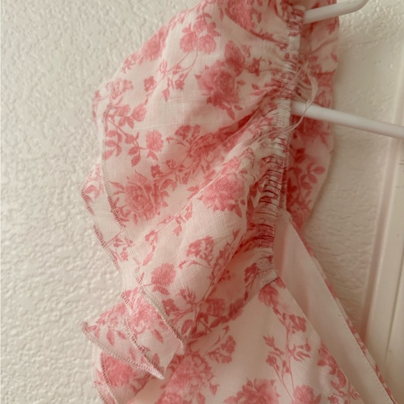 Floral Pink Dress with Ruffle Sleeves - Picture 7 of 10